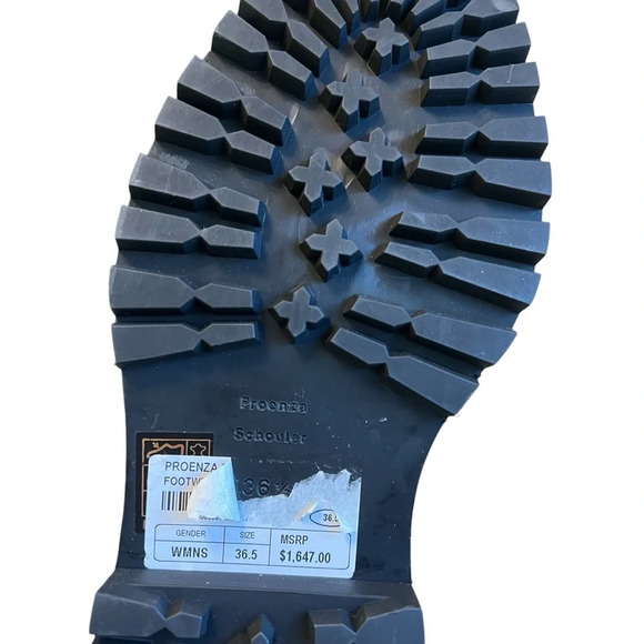 Proenza Schouler Shearling Lined Suede Lug Sole Ankle Boots Black IT 36.5 NWOB - Picture 10 of 11